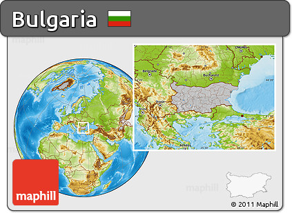 Gray Location Map of Bulgaria, physical outside, hill shading