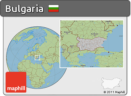 Gray Location Map of Bulgaria, savanna style outside, hill shading inside