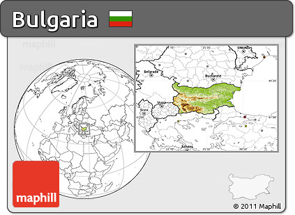 Physical Location Map of Bulgaria, blank outside