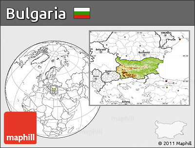 Physical Location Map of Bulgaria, blank outside