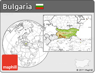 Physical Location Map of Bulgaria, blank outside