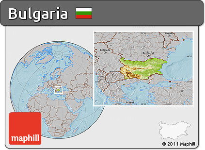 Physical Location Map of Bulgaria, gray outside, hill shading