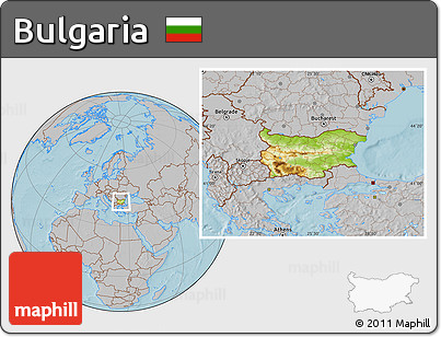 Physical Location Map of Bulgaria, gray outside, hill shading