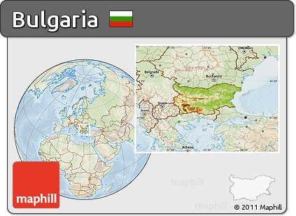 Physical Location Map of Bulgaria, lighten
