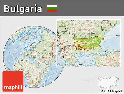 Physical Location Map of Bulgaria, lighten