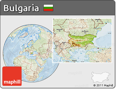 Physical Location Map of Bulgaria, lighten