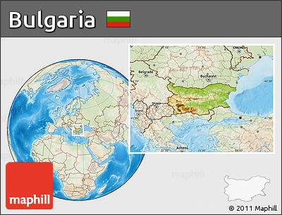 Physical Location Map of Bulgaria, lighten, land only