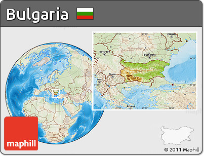 Physical Location Map of Bulgaria, lighten, land only
