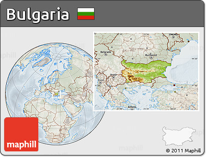 Physical Location Map of Bulgaria, lighten, semi-desaturated
