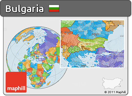 Physical Location Map of Bulgaria, political outside