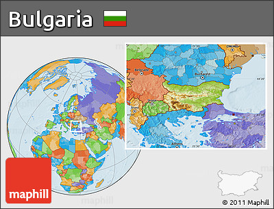 Physical Location Map of Bulgaria, political outside