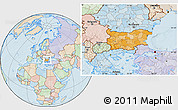 Political Location Map of Bulgaria, lighten, land only