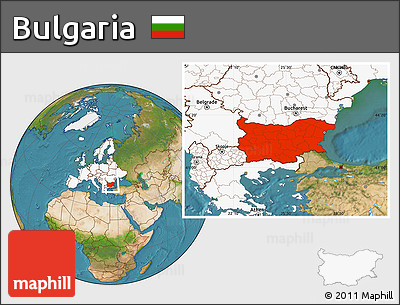 Satellite Location Map of Bulgaria, highlighted continent