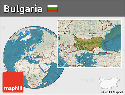 Satellite Location Map of Bulgaria, lighten, land only