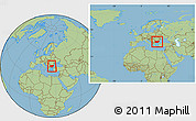Savanna Style Location Map of Bulgaria, within the entire continent