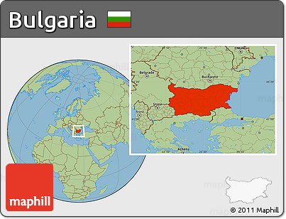 Savanna Style Location Map of Bulgaria