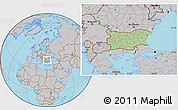 Savanna Style Location Map of Bulgaria, gray outside