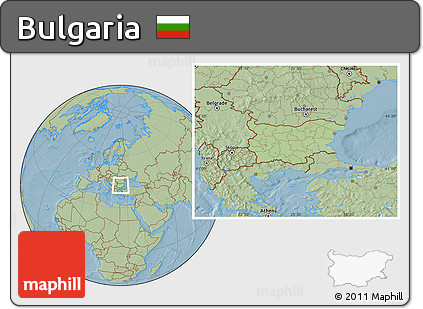 Savanna Style Location Map of Bulgaria, hill shading outside
