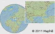 Savanna Style Location Map of Bulgaria, hill shading outside
