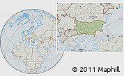 Savanna Style Location Map of Bulgaria, lighten, semi-desaturated, hill shading