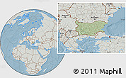 Savanna Style Location Map of Bulgaria, lighten, semi-desaturated, land only, hill shading