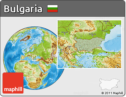 Savanna Style Location Map of Bulgaria, physical outside, hill shading
