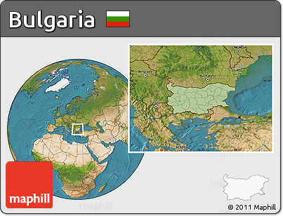 Savanna Style Location Map of Bulgaria, satellite outside