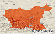 Political 3D Map of Lovec, shaded relief outside