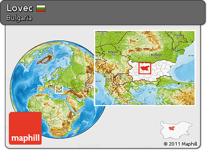 Physical Location Map of Lovec, highlighted country
