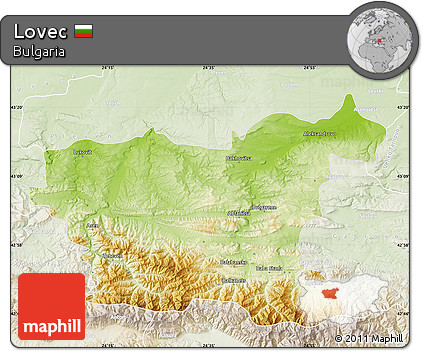 Physical Map of Lovec, lighten
