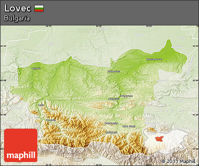 Physical Map of Lovec, lighten