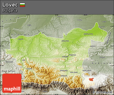 Physical Map of Lovec, semi-desaturated