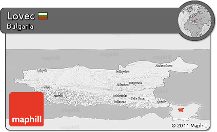 Gray Panoramic Map of Lovec, single color outside
