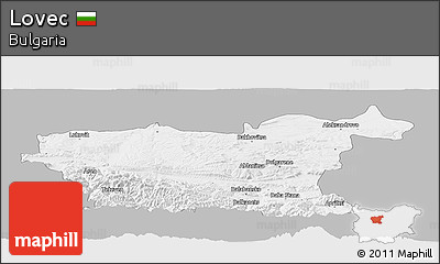 Gray Panoramic Map of Lovec, single color outside