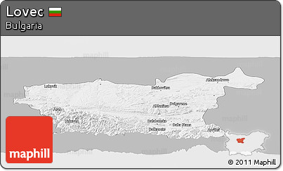 Gray Panoramic Map of Lovec, single color outside