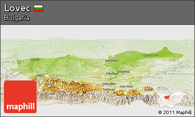 Physical Panoramic Map of Lovec, lighten