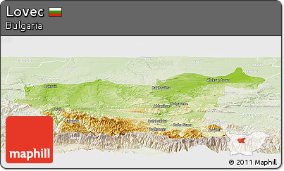 Physical Panoramic Map of Lovec, lighten