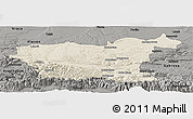 Shaded Relief Panoramic Map of Lovec, darken, semi-desaturated