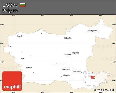 Classic Style Simple Map of Lovec, single color outside