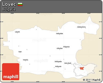 Classic Style Simple Map of Lovec, single color outside