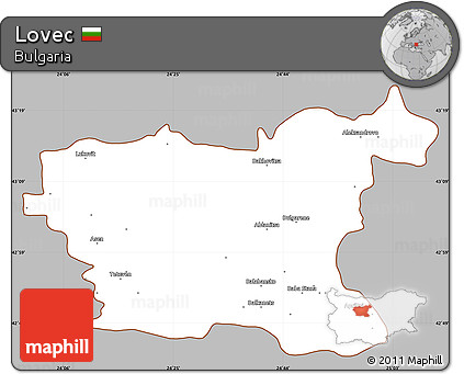 Gray Simple Map of Lovec, cropped outside