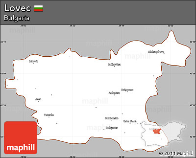 Gray Simple Map of Lovec, cropped outside