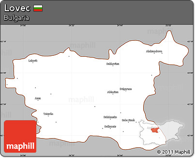 Gray Simple Map of Lovec, cropped outside