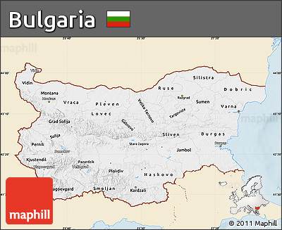 Classic Style Map of Bulgaria, single color outside