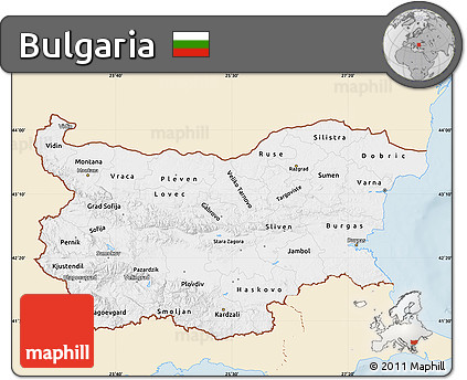 Classic Style Map of Bulgaria, single color outside