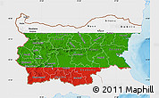 Flag Map of Bulgaria, single color outside, shaded relief sea, flag centered