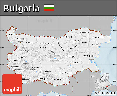 Gray Map of Bulgaria, single color outside
