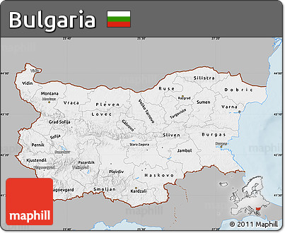 Gray Map of Bulgaria, single color outside