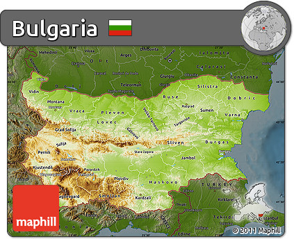Physical Map of Bulgaria, darken