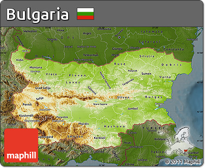 Physical Map of Bulgaria, darken